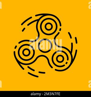 Fidget spinner icon in move. Finger spinner linear logo design. Creative symbol drawn with outline lines in motion. Vector illustration Stock Vector