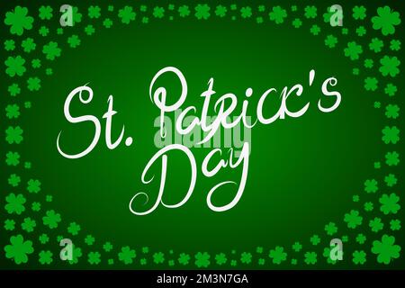 SAINT PATRICKS DAY poster with four-leaf clover. Vector illustration. Stock Vector
