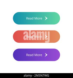 Read More colorful button set on white background. Flat line gradient button collection. Vector web element Stock Vector