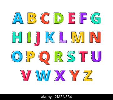 FLATLI. Flat line font. Latin alphabet from A to Z. Font in line flat style. Cute modern bold typeface with capital letters. Vector flat line font Stock Vector