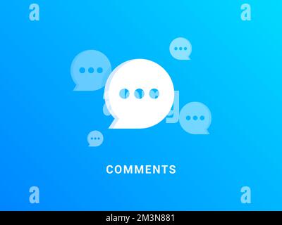 Comments background concept. Speech bubbles on blue background. Chat message symbols in different sizes. Vector illustration Stock Vector