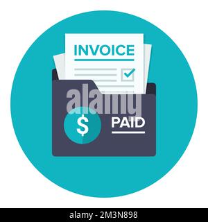 Invoice flat icon. Payment and bill invoice. Order symbol concept. Tax sign design. Paper invoice document in folder. Vector illustration Stock Vector