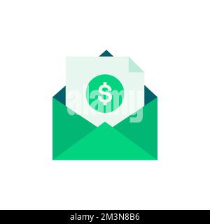 Invoice mail icon. Payment and bill invoice. Order symbol concept. Tax mail sign design. Paper bank mail document icon. Vector invoice mail icon Stock Vector