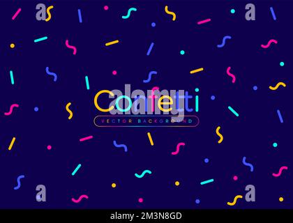 Confetti vector seamless pattern with place for your text in the center. Celebration party or carnival background in flat cartoon style Stock Vector