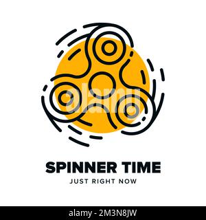 Fidget spinner icon in move. Finger spinner linear logo design. Creative symbol drawn with outline lines in motion. Vector illustration Stock Vector