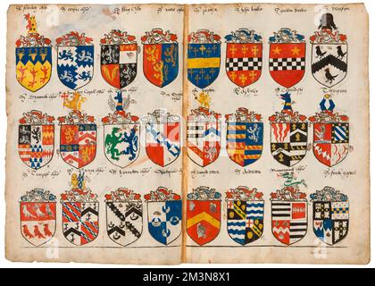 English Coats of Arms, mid-16th century, pubished by Johann Jakob Fugger Stock Photo