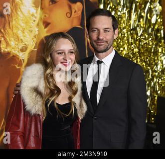 Los Angeles, United States. 15th Dec, 2022. Cast member Tobey Maguire and his daughter Ruby Sweetheart Maguire attend the premiere of the motion picture dramatic comedy 'Babylon' at the Academy Museum of Motion Pictures on Thursday December 15th, 2022. Storyline: A tale of outsized ambition and outrageous excess, it traces the rise and fall of multiple characters during an era of unbridled decadence and depravity in early Hollywood. Photo by Jim Ruymen/UPI Credit: UPI/Alamy Live News Stock Photo