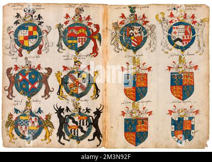 English Coats of Arms, mid-16th century, pubished by Johann Jakob Fugger Stock Photo