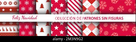 Christmas Collection Seamless Pattern for christmas. Gift cards, wrapping paper and backgrounds. Decorative graphics with stars, flakes, reindeer. Stock Vector