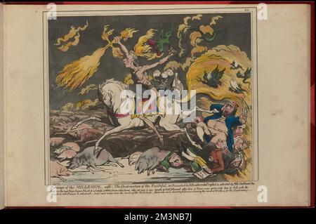 Presages of the millenium , Politicians, Nobility, Prime ministers, Authors, Prophets, Hell, Horses, Swine, Demons, Stampedes, Stanhope, Charles Stanhope, Earl, 1753-1816, Lansdowne, William Petty, Marquis of, 1737-1805, Halhed, Nathaniel Brassey, 1751-1830, Grafton, Augustus Henry Fitzroy, Duke of, 1735-1811, Alvanley, Richard Pepper Arden, Baron, 1745-1804, Wilberforce, William, 1759-1833, Pitt, William, 1759-1806, Norfolk, Charles Howard, Duke of, 1746-1815, Dundas, Henry, 1742-1811, Fox, Charles James, 1749-1806, Sheridan, Richard Brinsley, 1751-1816, Brothers, Richard, 1757-1824. Thomas R Stock Photo