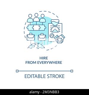 Hire from everywhere turquoise concept icon Stock Vector