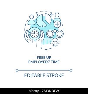 Free up employees time turquoise concept icon Stock Vector