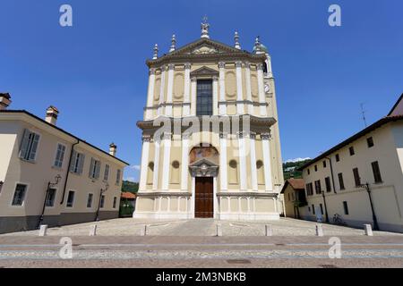 Facade of historic church at Coccaglio, in Brescia province, Lombardy, Italy Stock Photo