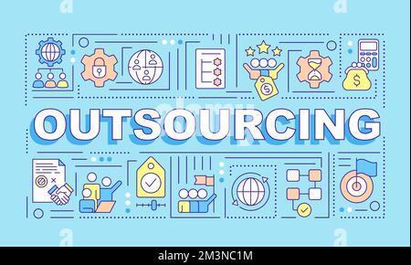 Outsourcing word concepts blue banner Stock Vector