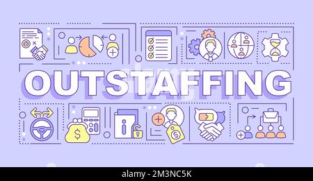 Outstaffing word concepts purple banner Stock Vector