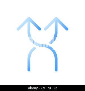 Highway intersection ahead arrows flat gradient two-color ui icon Stock Vector