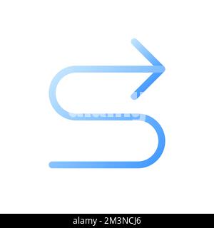 Right winding road arrow flat gradient two-color ui icon Stock Vector