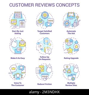 Customer reviews concept icons set Stock Vector