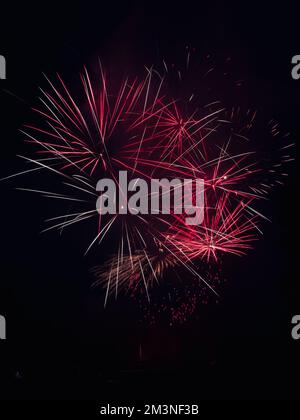 bright vibrant fireworks against a black sky Stock Photo