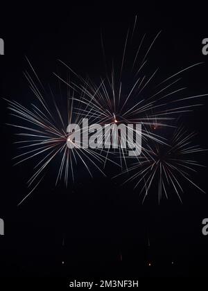 bright vibrant fireworks against a black sky Stock Photo