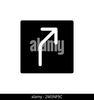 Road curves to right arrow dark mode glyph ui icon Stock Vector Image ...