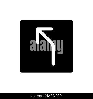 Road curves to left arrow black glyph ui icon Stock Vector