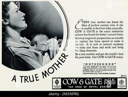 Advert for Cow & Gate formula milk food 1940 Stock Photo