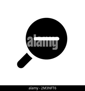 Magnifying glass with minus for map black glyph ui icon Stock Vector