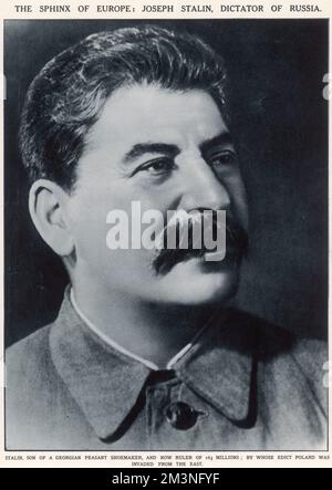 JOSEPH STALIN   General Secretary of the Communist Party of the Soviet Union's Central Committee from 1922 until his death in 1953. In September 1939 Stalin's troops invaded Poland from the east, as Hitler's invaded from the west.     Date: 1879 - 1953 Stock Photo