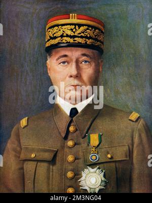 General Marie (or Maurice) Gustave Gamelin (1872-1958), supreme head of the French fighting forces at the beginning of World War Two. Served with distinction in World War One, but his command of forces in the critical days of May 1940 proved to be disastrous.     Date: 1939 Stock Photo