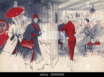 Winter fashion, 1954 Stock Photo