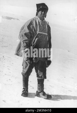 Captain Robert Falcon Scott (1868 - 1912), British polar explorer pictured in his kit during his ill-fated expedition to the South Pole.     Date: 1912 Stock Photo