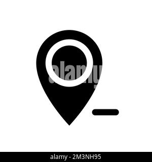 Remove pin from map black glyph ui icon Stock Vector
