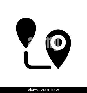 Planning route black glyph ui icon Stock Vector