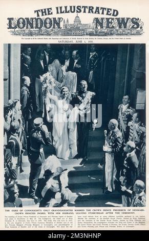 The wedding of Crown Prince Frederick of Denmark and Princess Ingrid of Sweden, which took place in Stockholm on 24th May 1935.  The bridegroom was the eldest son of King Christian X of Denmark and the bride was the only daughter of Crown Prince Gustavus Adolphus of Sweden and Princess Margaret of Connaught.  24th May 1935 Stock Photo