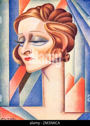Gladys Cooper (1888-1971) - British actress drawn by Autori. Reported as being a 'big success' in her role in 'Dr. Pygmalion' at The Playhouse, London.     Date: 1932 Stock Photo