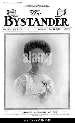 Princess Alexandra, Duchess of Fife (1891 - 1959), later Princess Arthur of Connaught pictured on the front cover of The Bystander magazine after being recently presented at Court.     Date: 1909 Stock Photo