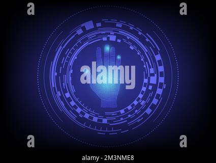 Futuristic hand scan recognition technology . Biometric data security concept. Vector illustration. Stock Vector