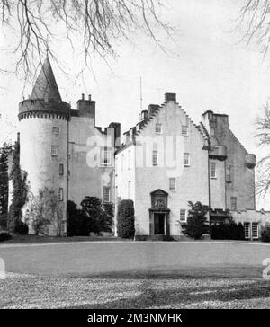 Cortachy Castle, six miles from Kirriemuir and the Ogilvy family seat, where Princess Alexandra of Kent and her husband Angus Ogilvy spent part of their honeymoon following their marriage at Westminster Abbey on 24 April 1963.  They went first to Birkhall on the Balmoral Estate.     Date: 1963 Stock Photo