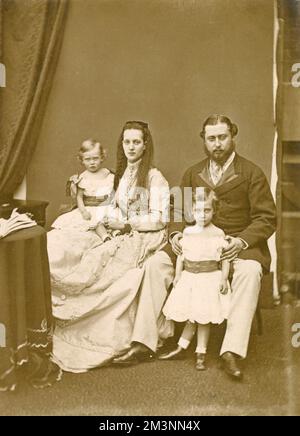 Prince and Princess of Wales with two sons, 1867 Stock Photo