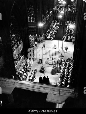 Coronation scene in Westminster Abbey, 1953. Stock Photo