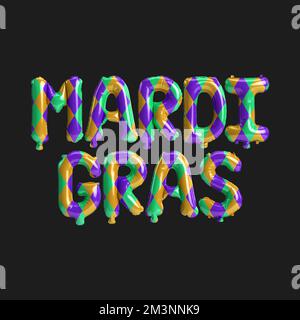 3d illustration of letter mardi gras balloons isolated on background Stock Photo