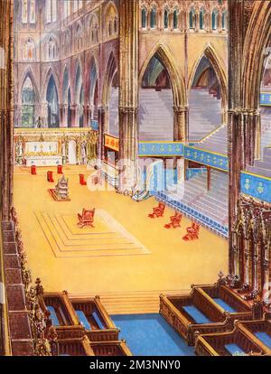 Westminster Abbey prepared for the Coronation, 1953 Stock Photo