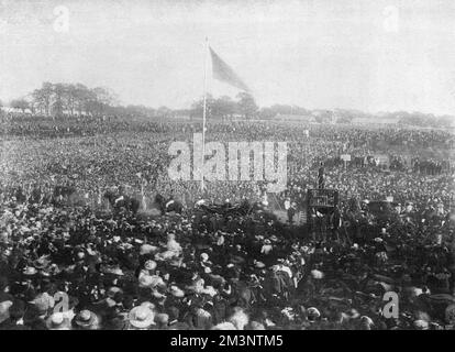 The Queen in Sheffield during Diamond Jubilee celebrations. Here, Dr. Coward, conductor of the children's choir in Norfolk Park is presented to the Queen.     Date: 1897 Stock Photo