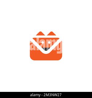 Mail Fox Logo Design. Fox Icon Fun Stock Vector