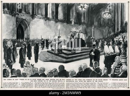 King George Lying-in-state at Westminster Hall Stock Photo