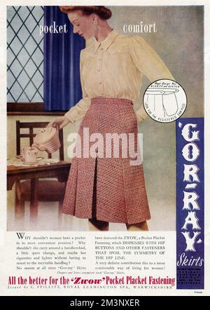 Advert for Gor-ray Koneray pocket skirts 1943 Stock Photo