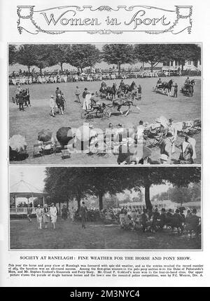 A horse and pony show at polo club and society pleasure gardens, Ranelagh in Barnes, South West London in 1928.     Date: 1928 Stock Photo
