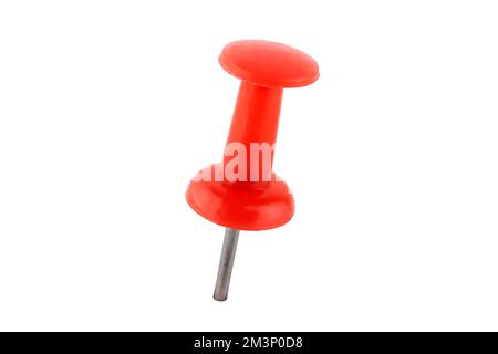Red push pin isolated on white background Stock Photo