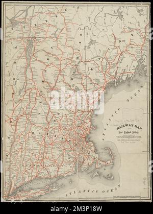 Railway map of the New England states, engraved expressly for the Pathfinder railway guide , Railroads, New England, Maps, New England, Maps Norman B. Leventhal Map Center Collection Stock Photo